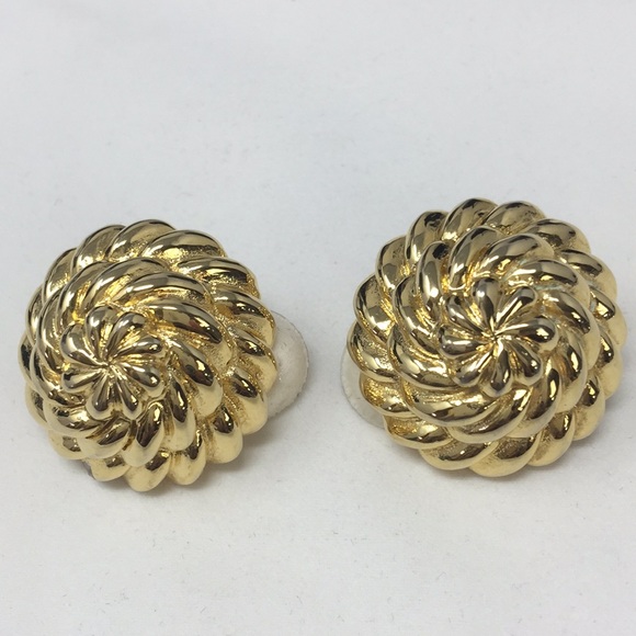 Kenneth Lane vintage gold tone earrings clip-on